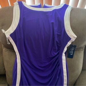 Chaps Women's Vibrant Purple and White Mini Dress